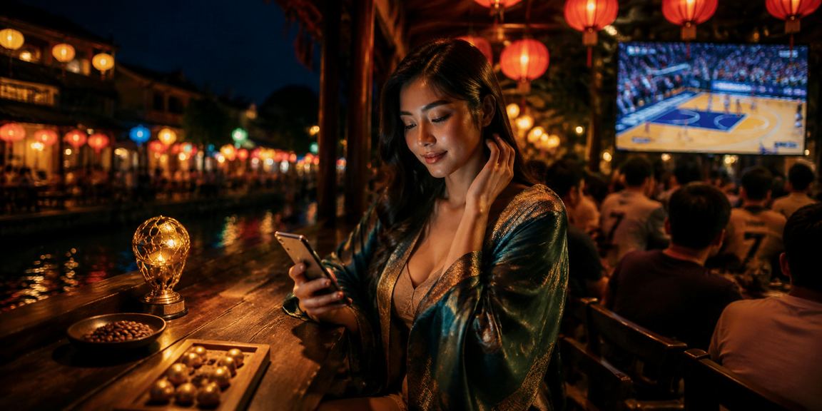 Người trẻ Hội An thư giãn với cà phê và theo dõi kèo bóng rổ trên điện thoại một cách thoải mái