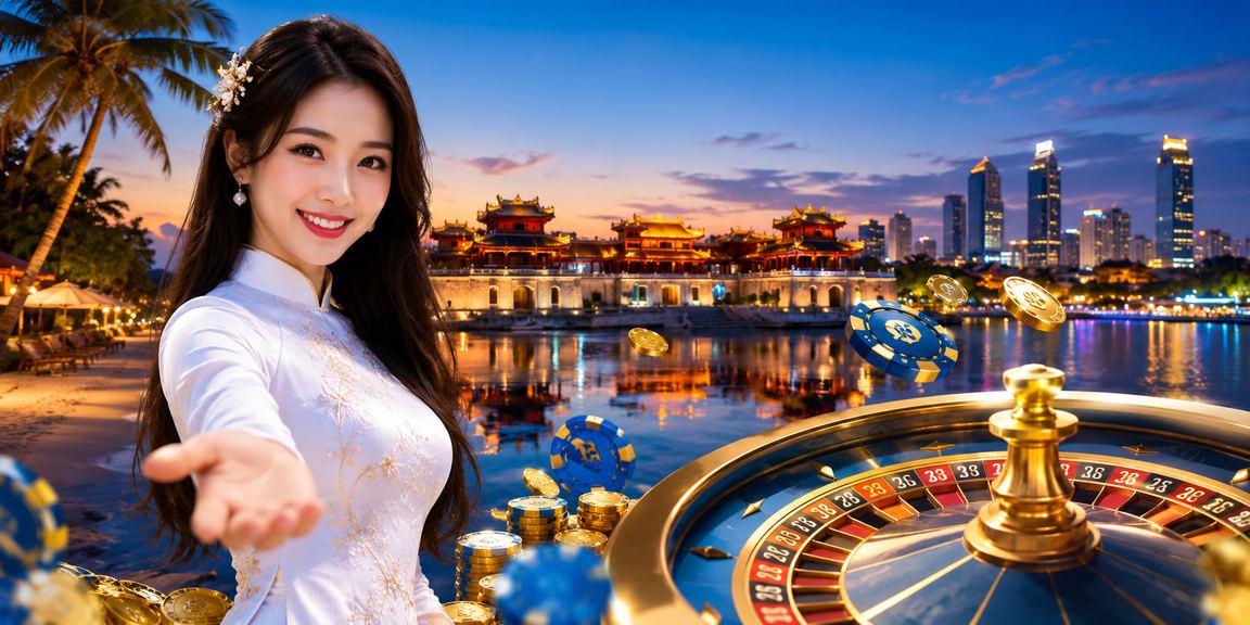 Người phụ nữ mặc áo dài Huế tham gia trò chơi roulette trực tuyến trên nền tảng di động